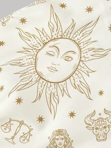 SHEIN MOD 带图案下摆围巾的抹胸上衣 - 彩色 - 查看 5