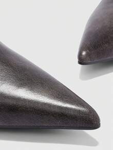 CUCCOO BIZCHIC Women's Pointed Toe Black PU Leather Metal Buckle Ankle Strap Stiletto Heel Commuting Fashion High Heel Sandals - Black - View 8