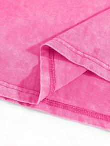 Manfinity EMRG 男士天使翅膀和骷髅图案印花街头风100%纯棉圆领短袖T恤 - 玫紅色 - 查看 5