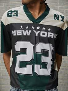 GALLERY FADE Men's Numeric Print V-Neck Short Sleeve Casual T-Shirt - Multicolor - View 3