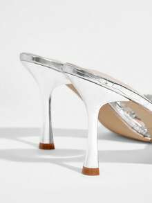 CUCCOO TILAWA Damskie buty kwadratowe sandały na obcasie z kryształkami - Srebro - Zobacz 12