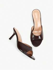 Alvarani Women's Elegant Pointy Toe Smooth Patent Party & Work Versatile Fashion High Heel Sandals - Coffee Brown - View 10