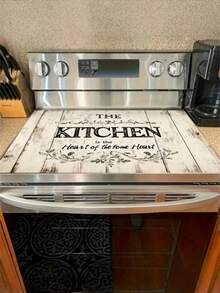 (Hot Selling!!!) 1pc Flat Stove Protector Mat. The Kitchen Is An Art Space. This Rubber Non-Slip, Heat-Resistant Kitchen Utensil Protector Mat Is Suitable For Induction Cooktops, Glass Cooktops, And Is A Multi-Functional Scratch-Resistant Mat. It Is Also The Best Choice For Ovens, Washing Machines, Dryers, And Kitchen Decorations. - Multicolor - View 2