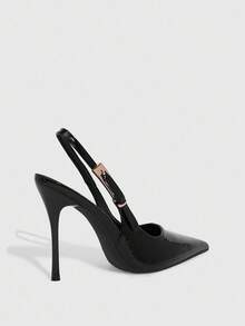 CUCCOO SZL Women's Pointed Toe Buckle Design Fashion Daily Wear High Heel Mules Spring Shoes - Black - View 4