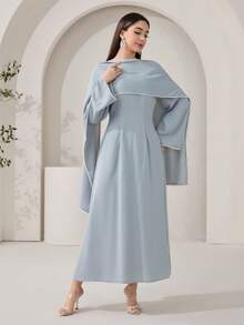 Veilorie Women's Elegant Party Beaded Decorated Arabic Style Dress - Mint Blue - View 5