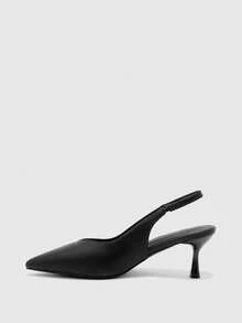 CUCCOO BIZCHIC Women's High-Heeled Shoes, Simple High-End Black Pointed Stilettos, Rear Strap Hollow High Heels, Workplace Commuting Daily Versatile Shoes - Black - View 10