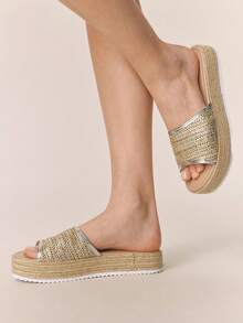 Giày sandal đế xuồng Styleloop dành cho nữ, màu trơn, chất liệu vải dệt, kiểu dáng thường ngày, đế dày, quai ngang mắt cá chân, phong cách Bohemian cổ điển, kiểu phương Tây, thích hợp cho các lễ hội âm nhạc, tiệc tùng, kỳ nghỉ, và du lịch. - Nhiều màu - Xem 4