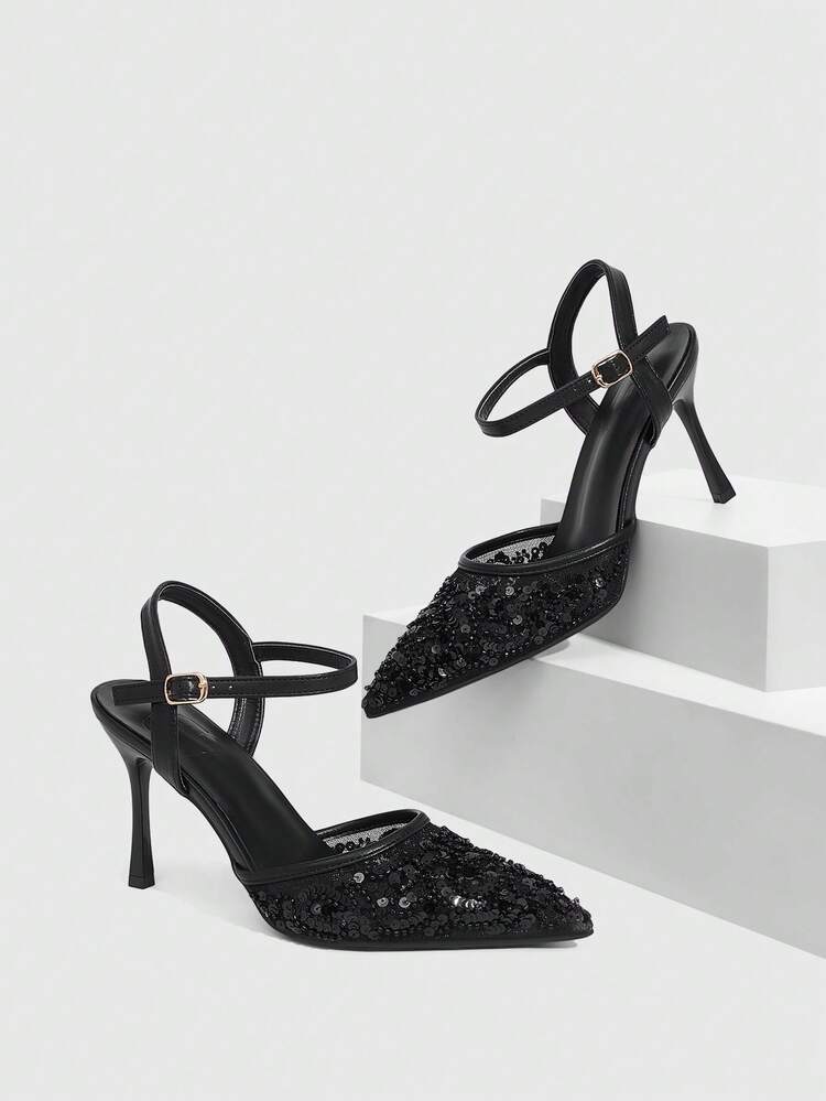 CUCCOO SZL Women's Elegant Versatile Fashion High Heel Shoes With Faux Pearl Decor Spring Shoes