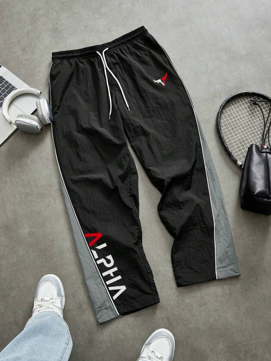 Sport MetroGents Men's Letter & Bull Head Print Drawstring Waist Loose Fit Sweatpants - Multicolor - View 1