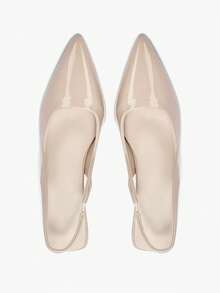 Women's Pointed Toe Kitten Heel Slip-On Sandals - Khaki - View 11