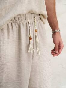 Airaco 男士抽绳腰带口袋休闲百搭日常短裤 - 卡其色 - 查看 4