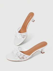 Sleekvia Summer New Belt Wear High-Heeled Women's Slippers - White - View 6
