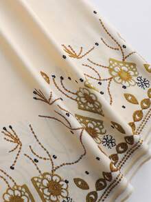 GlowEve Đầm nữ thanh lịch cổ tròn khoét eo, in hoa, dáng ôm, tay rộng, thắt eo, thích hợp cho mùa thu/đông và xuân/hè. - Nhiều màu - Xem 5