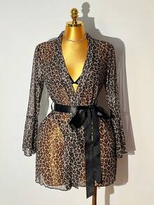 SHEIN 4pcs Leopard Print Wireless Sexy Lingerie Set For Women - Multicolor - View 9