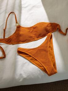 Swim Chiccia Set de costume de baie sexy pentru femei, cu un singur umăr, culoare solidă, din două piese, costum de baie elegant pentru vacanță la plajă, primăvară/vară - Multicolor - Vizualizare 5