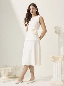 CUCCOO CHICEST 女士春夏透气网面花卉刺绣尖头细跟6cm高跟鞋纯色日常婚礼约会派对鞋 - 白色A - 查看 10