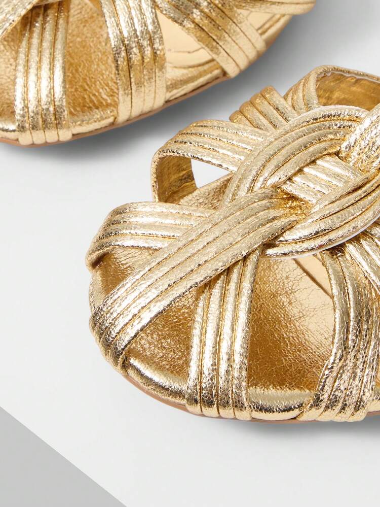 WOMEN'S GOLDEN SIMPLE FASHION CASUAL DAILY TRAVEL COMMUTER FLAT SANDALS SUMMER SHOES