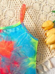 Young Girl Casual Daily Street Tie-Dye Jumpsuit - Multicolor - View 3