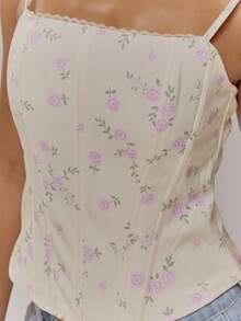 MUSERA Áo corset cổ thẳng, viền ren, dây đeo, có cấu trúc, dễ thương, thích hợp cho mùa xuân, lễ Phục sinh, nữ tính, gợi cảm, đi chơi, Ngày của Mẹ, mùa hè, ngày lễ. - Nhiều màu - Xem 6