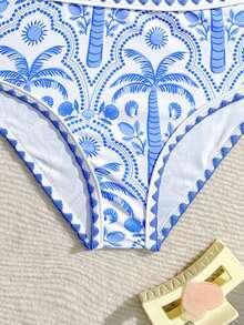 Young Girl Tropical Print Swimwear Cover Up Set - Blue - View 6