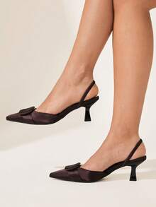 CUCCOO CHICEST Sandalias de tacón de aguja sin talón con punta puntiaguda para mujer, minimalistas y de moda - Café integral - Ver 2