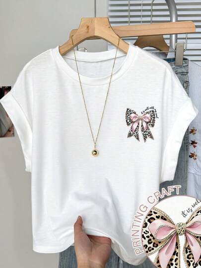 Franclia 1 chiếc áo thun ngắn tay dáng rộng họa tiết nơ, thích hợp mặc mùa hè cho nữ, trang phục mùa hè, ngày Valentine, tiệc tùng, đi biển, lễ tốt nghiệp, thanh lịch, trang trọng, trang phục công sở, gợi cảm, kỳ nghỉ, trang phục nghỉ dưỡng, thời trang thường ngày, trang phục công sở, trang phục thường ngày đa năng, phong cách công sở, trang phục giáo viên thành thị chuyên nghiệp.