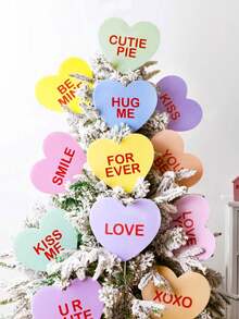 Valentine's Day Decorative Tree Ornaments: Large Candy Heart-Shaped Tree Decor, Cute Sweet Conversation Heart Ornament Tags, Suitable For Valentine's Day Tree Topper, Home & Wedding Decor - multicolor - View 5