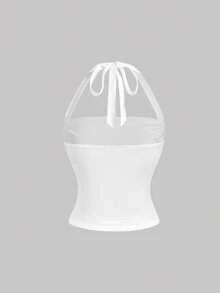 SHEIN MOD 3件套女士夏季休闲/通勤/度假印花褶皱扭结前开襟吊带背心，复古印花上衣，休闲，外出上衣，海滩，春假，夏季上衣，度假，假日 - 彩色 - 查看 7