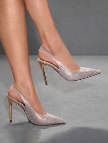 CUCCOO SZL 春秋新款玫瑰金镶钻尖头镀金高跟时尚派对性感前卫优雅女士高跟鞋 - 玫瑰金 - 查看 10