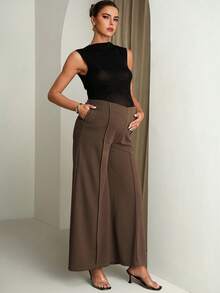 MaterniChic Maternity Clothes Maternity Pants Summer Pregnant Clothes Brown Maternity Pants Elegant - Brown - View 3