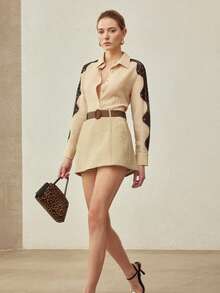 MOTF PREMIUM LACE PATCHWORK LINEN LONG SLEEVE SHIRT, VINTAGE STYLE - Khaki - View 7