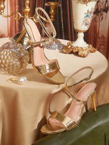 CUCCOO TILAWA Women's Fashionable Elegant Gold High Heel Sandals - Gold - View 2