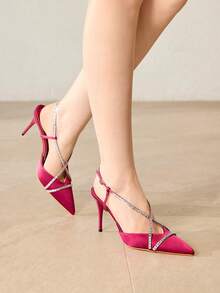 MOTF TACONES DE AGUJA ELEGANTES CON DECORACIÓN DE RHINESTONES - Burdeos - Ver 1