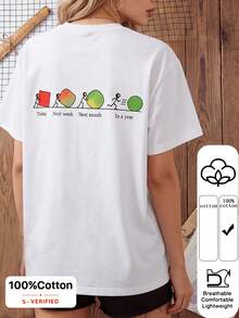 Elaire Anewsta White Round Neck Casual Short Sleeve T-Shirt, Suitable For Spring To Summer Holiday - White - View 1