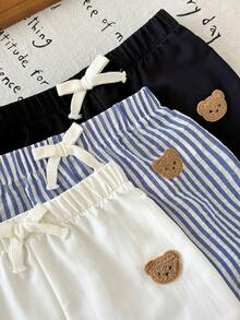 LMoss Kids Pantalones cortos casuales y versátiles para uso diario con decoración de lazo para niño - Multicolor - Ver 6