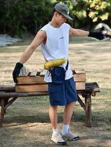 DAZY Men's Letter Print White Round Neck Tank Top, Summer - White - View 7