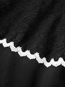 GlowEve Women's Elegant Contrast Lace Elastic Waist Skirt - Black - View 4