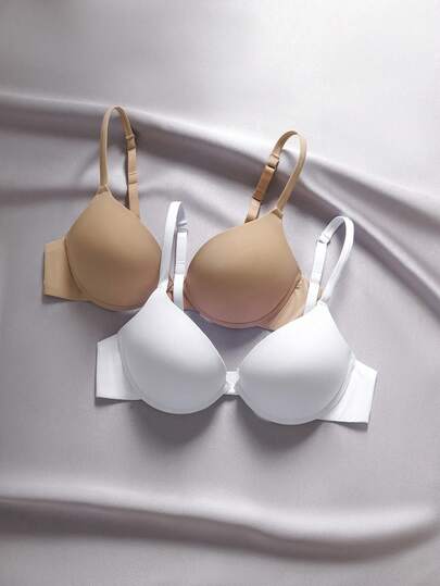 2件装女士纯色简约无钢圈文胸