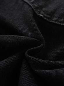 MONOPOLY X SHEIN Quần short rách họa tiết hoạt hình phong cách thường ngày cho bé trai tuổi teen, mùa hè. - màu đen - Xem 9