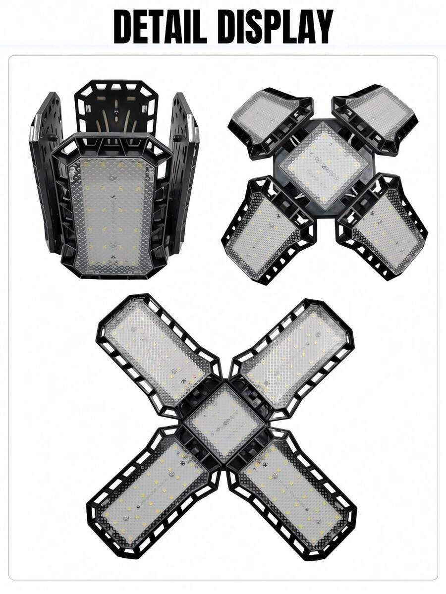 1PC E27 Deformable LED Garage Light, 4-Leaf Design, High Brightness, Adjustable Angle, For Warehouse & Living Room Lighting. - 4-Leaf high-brightness and wide-pressure model - View 1