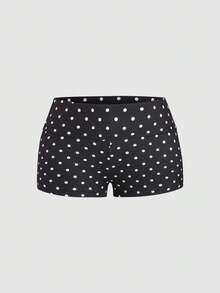 Sweetra Quần legging ngắn bó sát cạp thấp, in chấm bi đen, kiểu gập eo, dành cho nữ mùa xuân/hè, thích hợp cho kỳ nghỉ, bãi biển, phong cách retro, đi làm, dạo phố thanh lịch, hẹn hò, phong cách tối giản, học đường, mặc hàng ngày. - màu đen - Xem 1