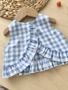 LMoss Kids 2件套女婴格子圆领休闲背心和裙子套装 - 彩色 - 查看 6