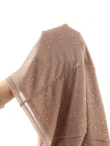 Ellevyn Women's Glamorous Sexy Party Banquet Romantic Elegant Metallic Lurex Cowl Back Contrast Lace Bodycon Dress - Champagne - View 7