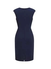 Editum 女士新款优雅针织弹力腰褶皱修身连衣裙，适合日常通勤、工作及多种场合。女士优雅连衣裙、优雅中长连衣裙、方领连衣裙、修身连衣裙、藏蓝色连衣裙、女士优雅方领连衣裙、女士修身夏季连衣裙、女士铅笔裙、女士短袖连衣裙、Elisanya 优雅连衣裙、女士办公室连衣裙、女士修身连衣裙、女士休闲连衣裙、女士优雅休闲连衣裙、女士夏季工作装、女士连衣裙、优雅经典女士连衣裙、正式礼服、修身连衣裙、女士鸡尾酒会连衣裙 - 藏蓝色 - 查看 5