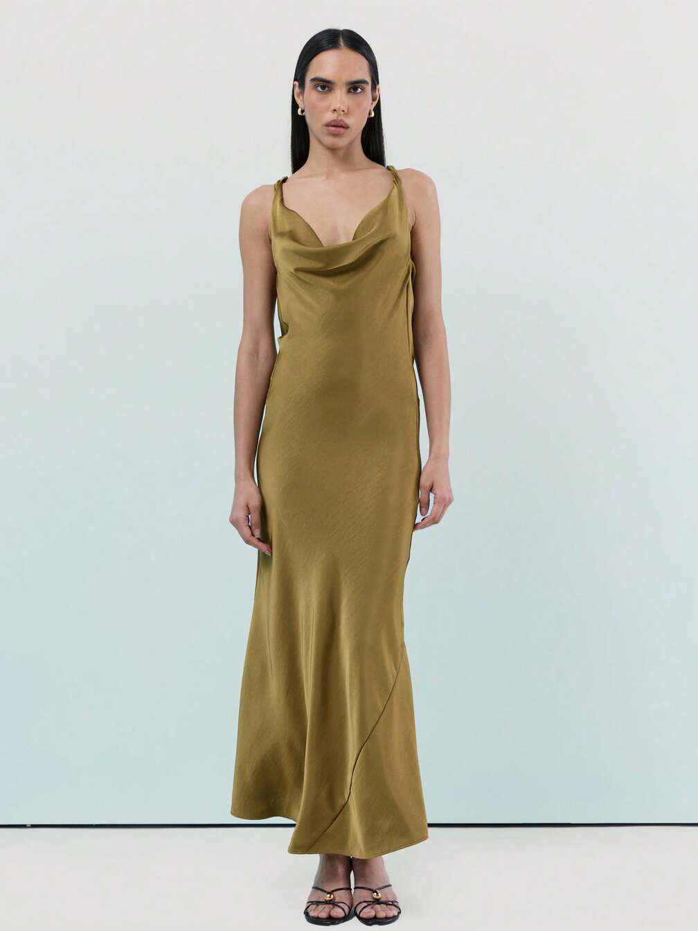 satin side tie dress Women's Off Shoulder Satin Side Tie Midi Dress, Emerald