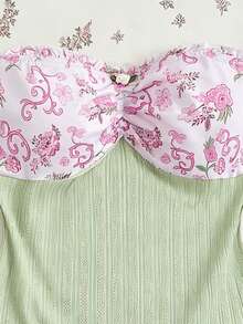 Elamini Top tubo de mujer con estampado de paisley y color contrastante, dulce y de moda para uso diario, primavera/verano - Multicolor - Ver 3