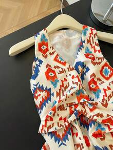 Resyla 女士几何图案扭结设计无袖休闲上衣 - 彩色 - 查看 7