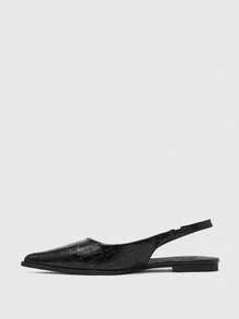 CUCCOO BIZCHIC Pointed Toe Flats, Female Crocodile Pattern Versatile Commuting Low Vamp Shoes, Thin Slip-On Shoes - Crocodile black - View 8