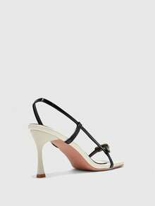 CUCCOO BIZCHIC Burgundy Bowknot Square Toe Stiletto Mid Heel Elegant Casual Comfortable Slip-On Pumps, Suitable For Workplace, Commute, Date, Party, Formal Occasions Summer Shoes - ink black - View 9