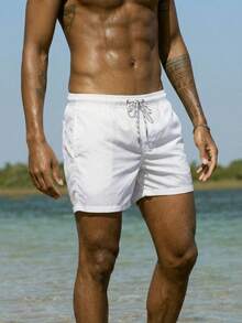 Manfinity Swimmode 男士腰部抽繩泳褲 - 白色 - 查看 6